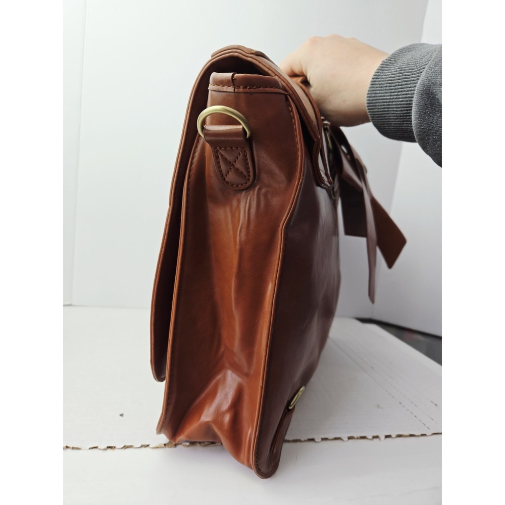 Ecosusi Brown Tan‎ Cognac Leather Crossbody Satchel Purse Messenger Bag w/ tag - Picture 2 of 7